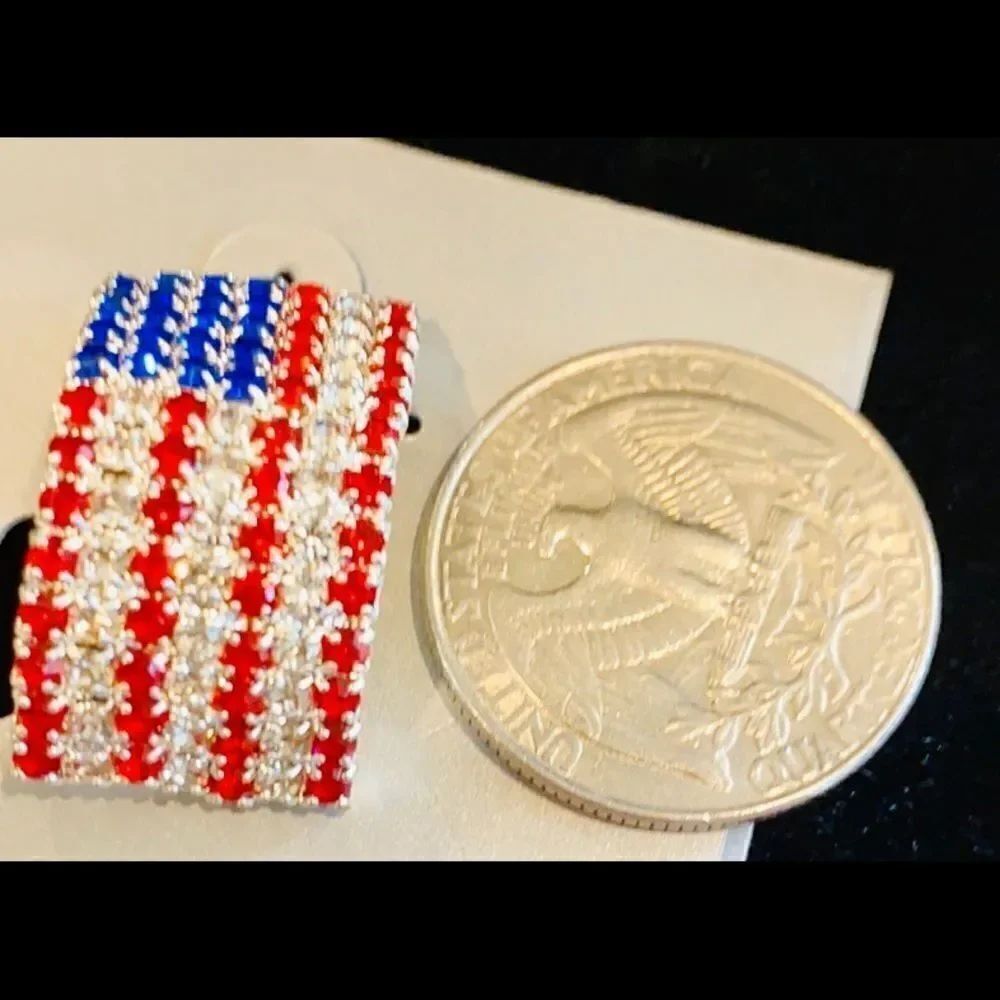 🇺🇸Red Crystal Blue America USA Rhinestone … - Picture 5 of 9
